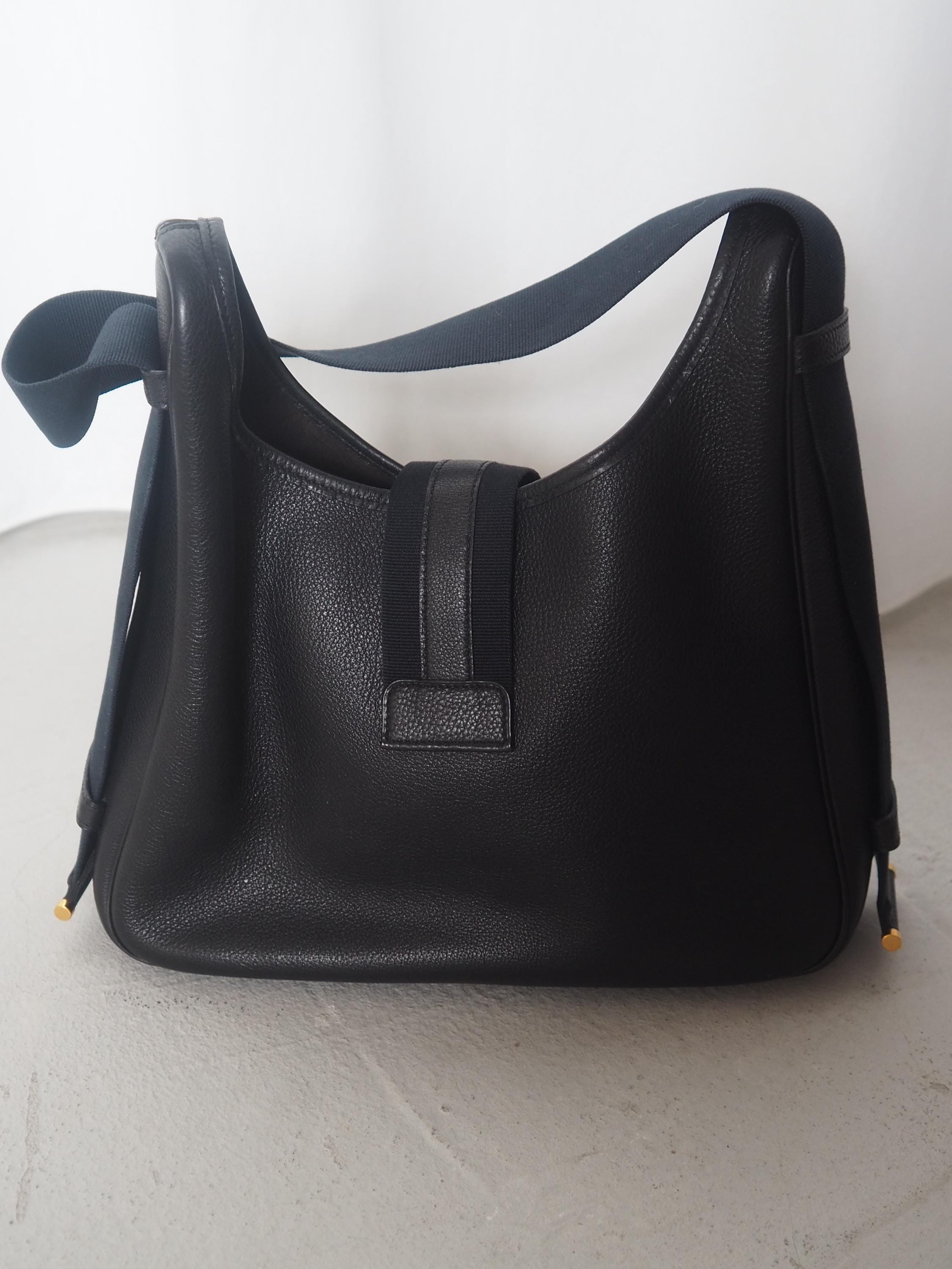 HERMES エルメス サコ ショルダー バッグ レザー ブラック ヴィンテージ