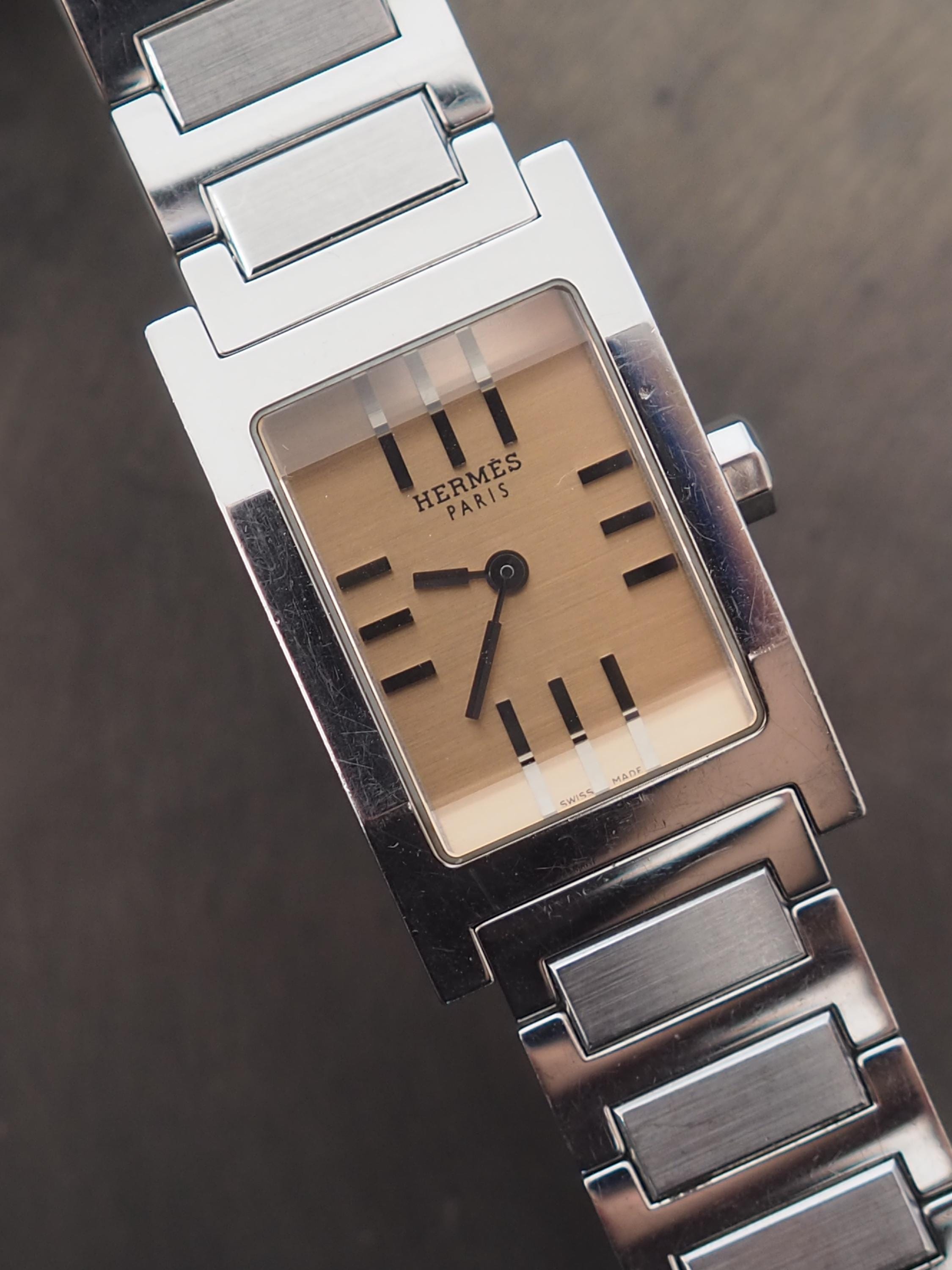 HERMES エルメス タンデム ウォッチ 腕時計 シルバー ブラウン