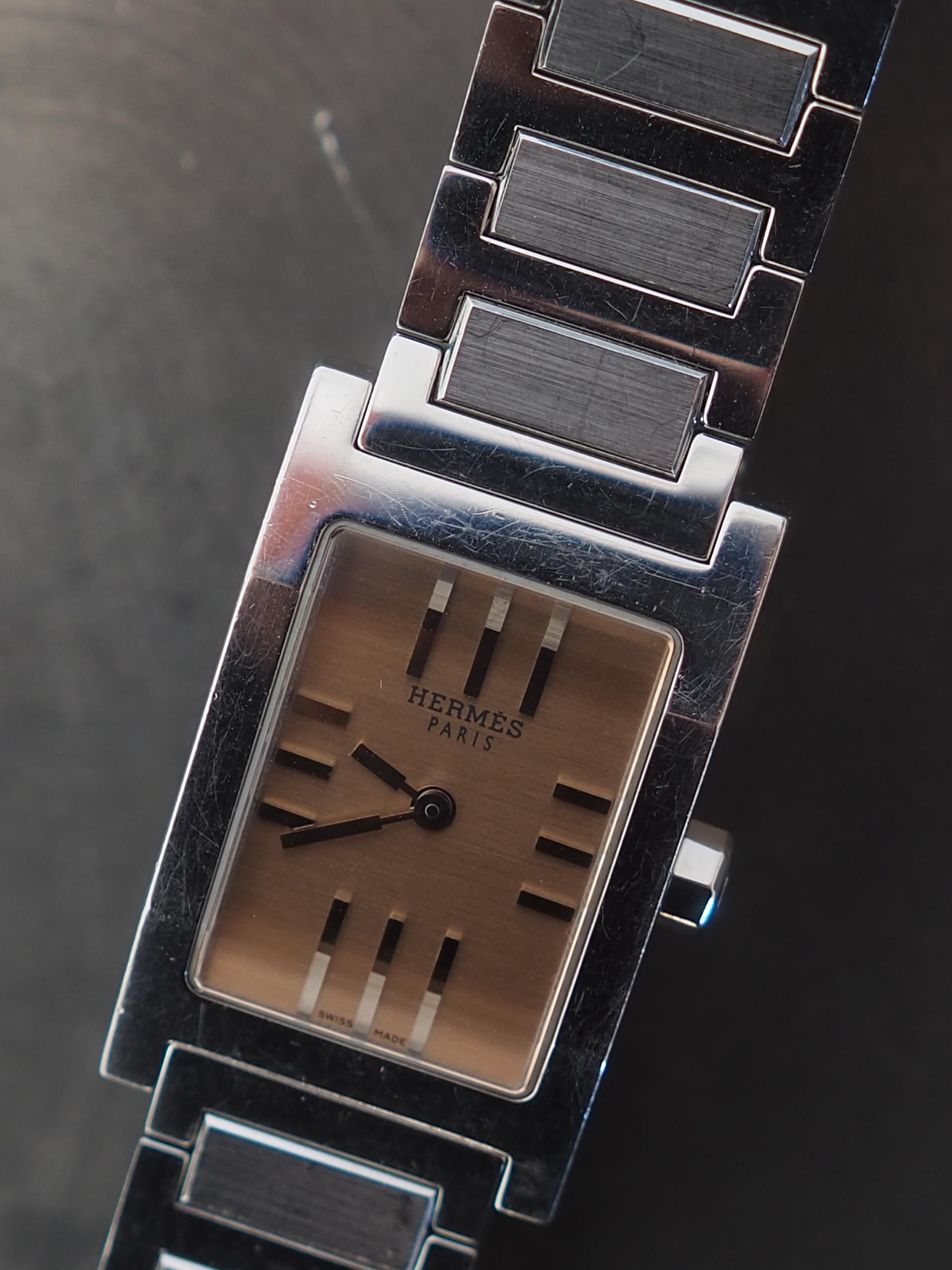 HERMES エルメス タンデム ウォッチ 腕時計 シルバー ブラウン