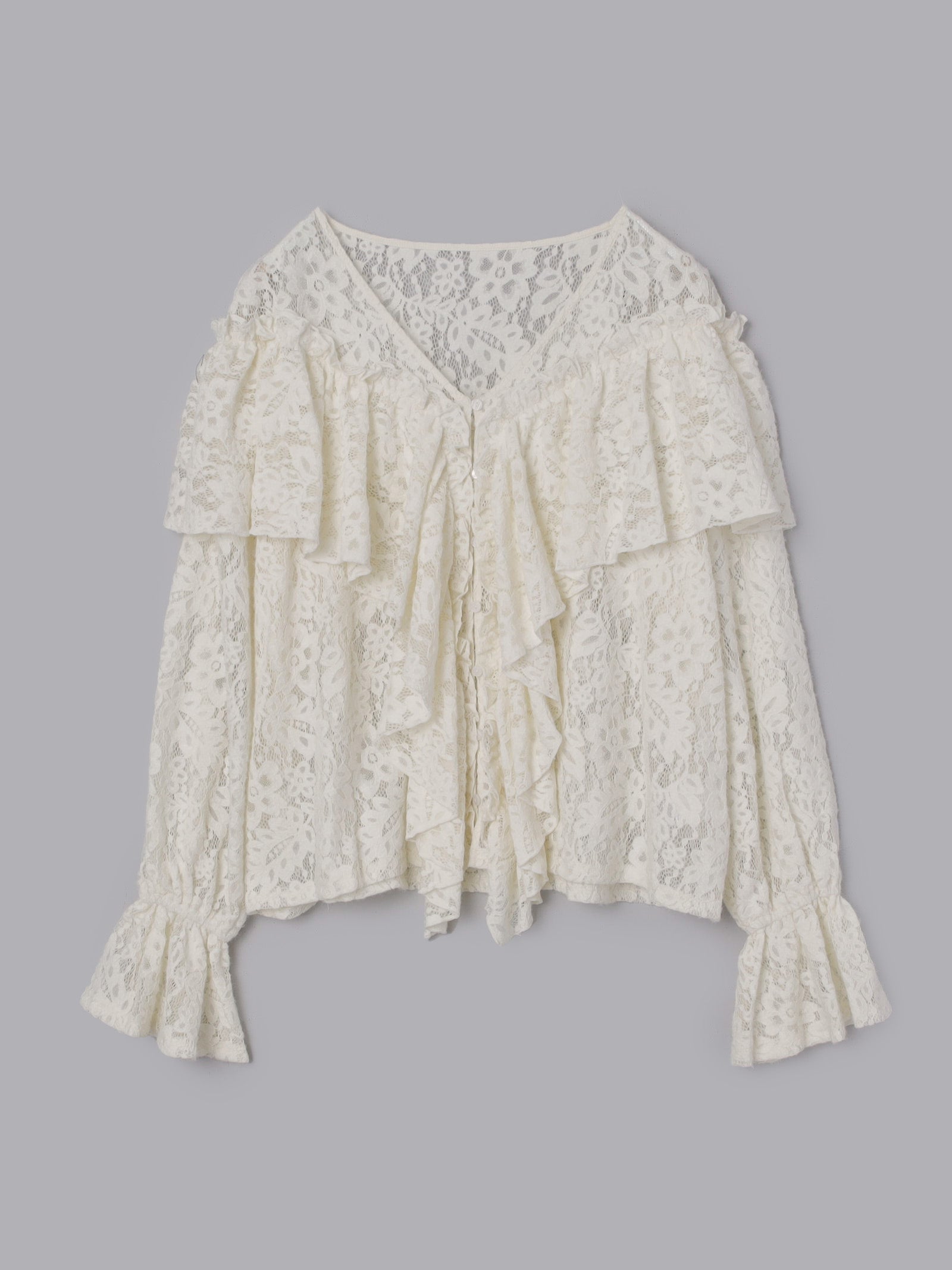 2wayフラワーレースフリルトップス