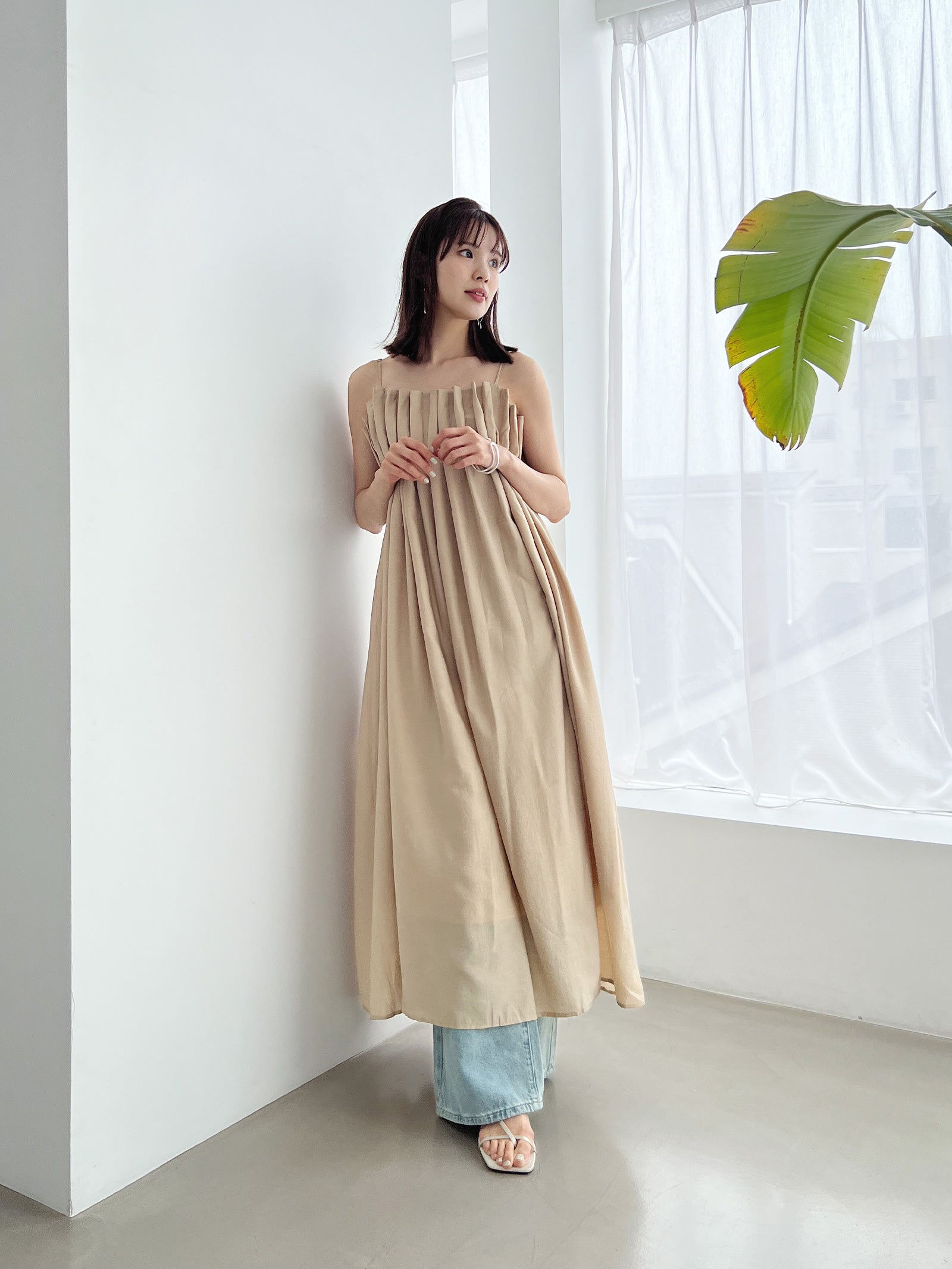 プリーツタックワンピース