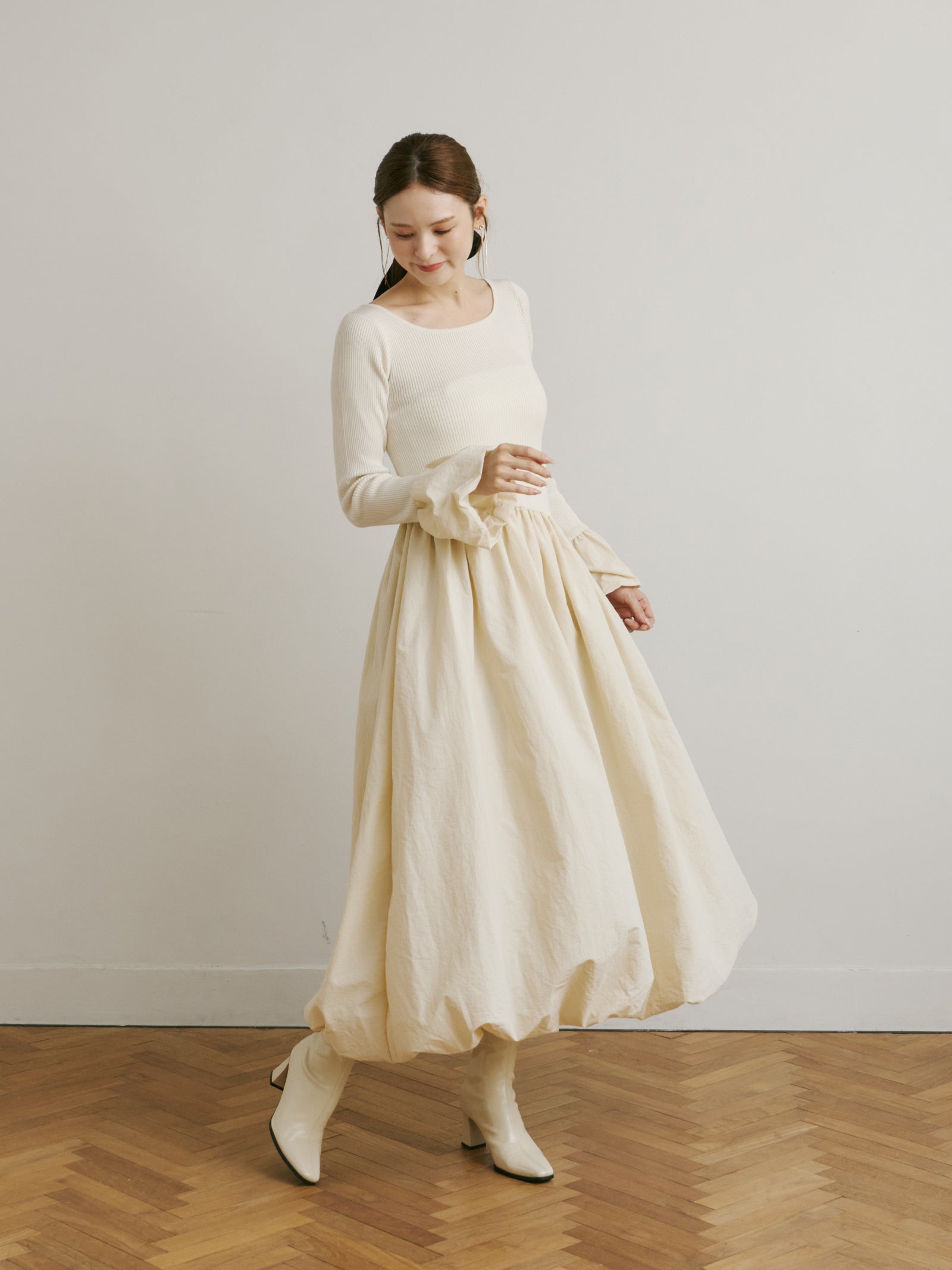 ニットドッキングバルーンワンピース