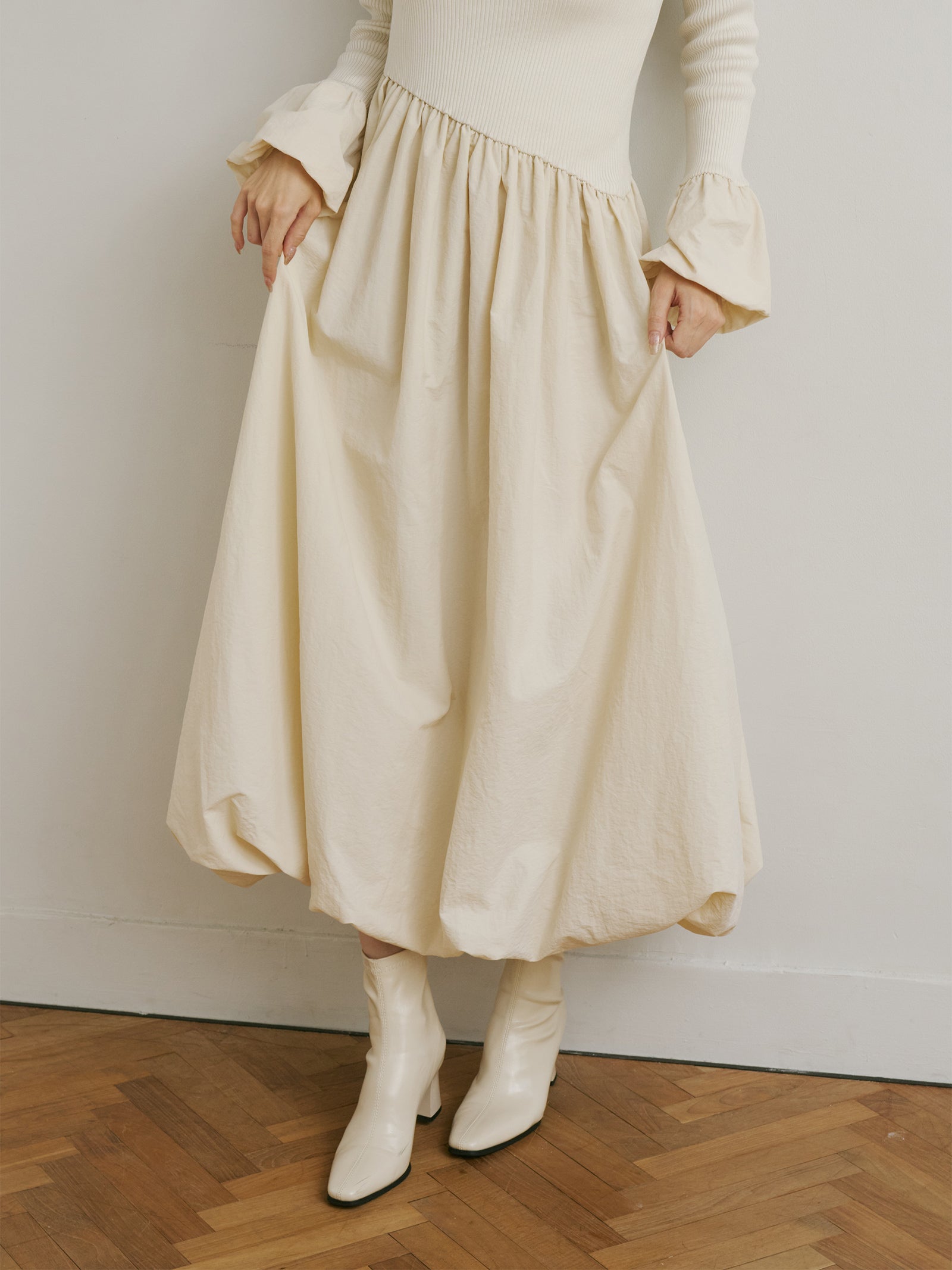 ニットドッキングバルーンワンピース