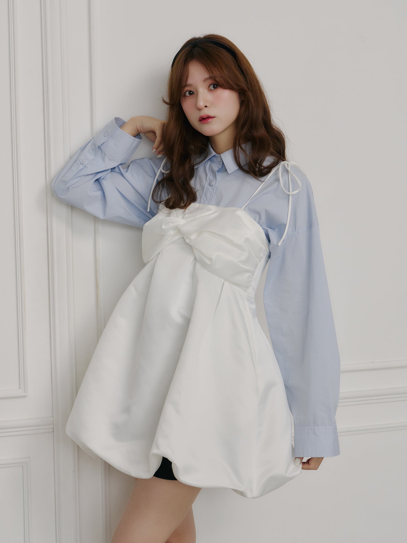 サテンバルーンミニワンピース