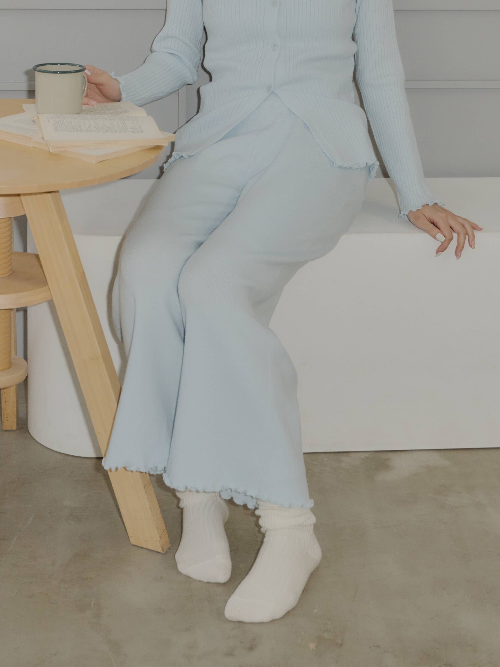 うるちん☆こみ×Olu.】リブニットロングパンツ