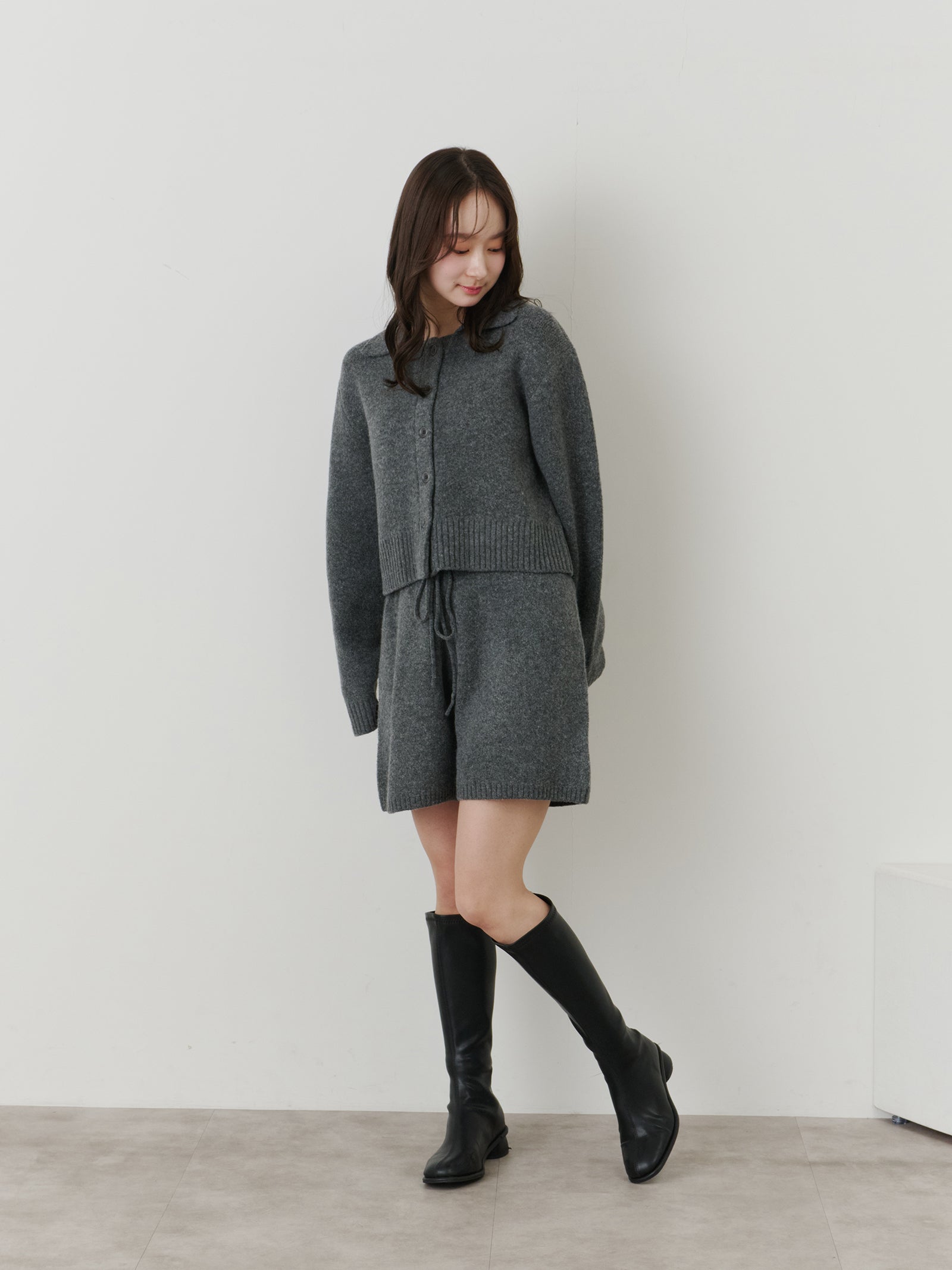 クロップドニットカーディガン[セットアップ可能]
