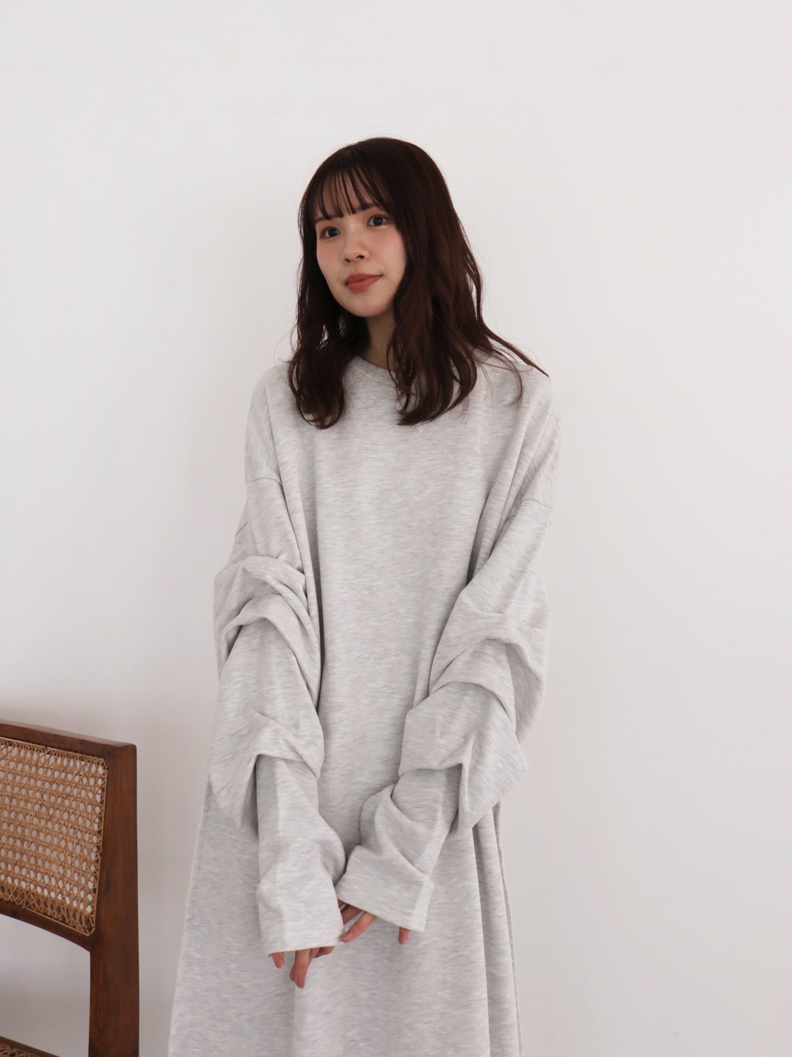 スリーブタックスウェットワンピース