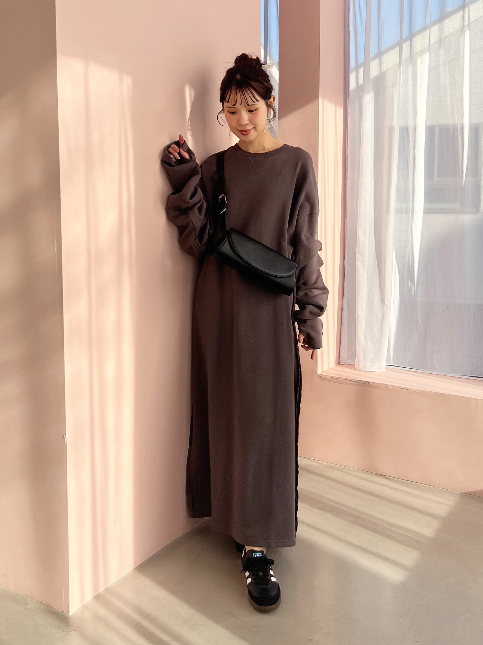 スリーブタックスウェットワンピース