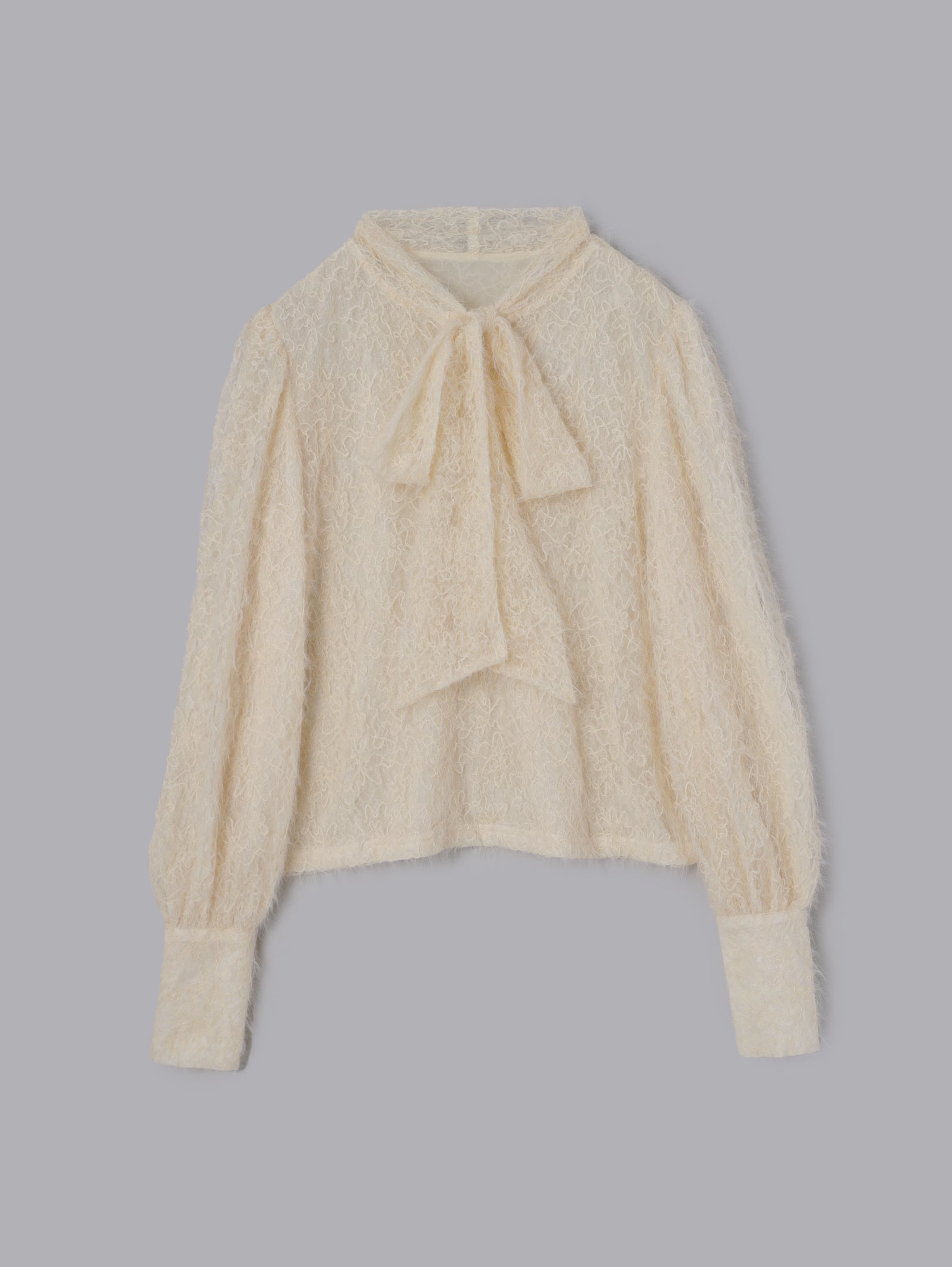 スパンコールレースリボンタイブラウス