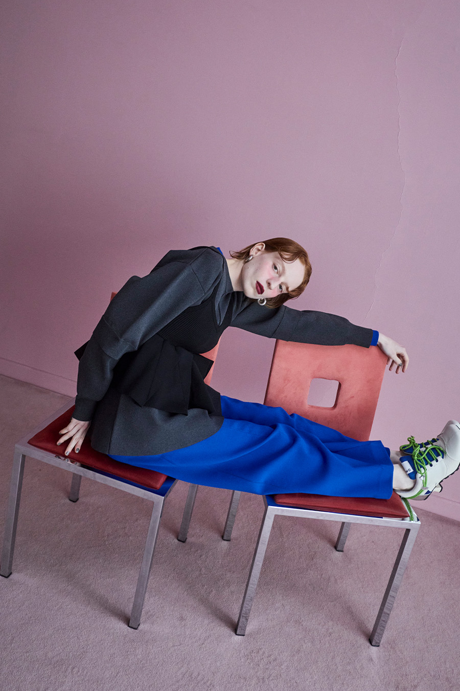 OMMO ONLINE STORE / LAYERED FLARE KNIT TOP