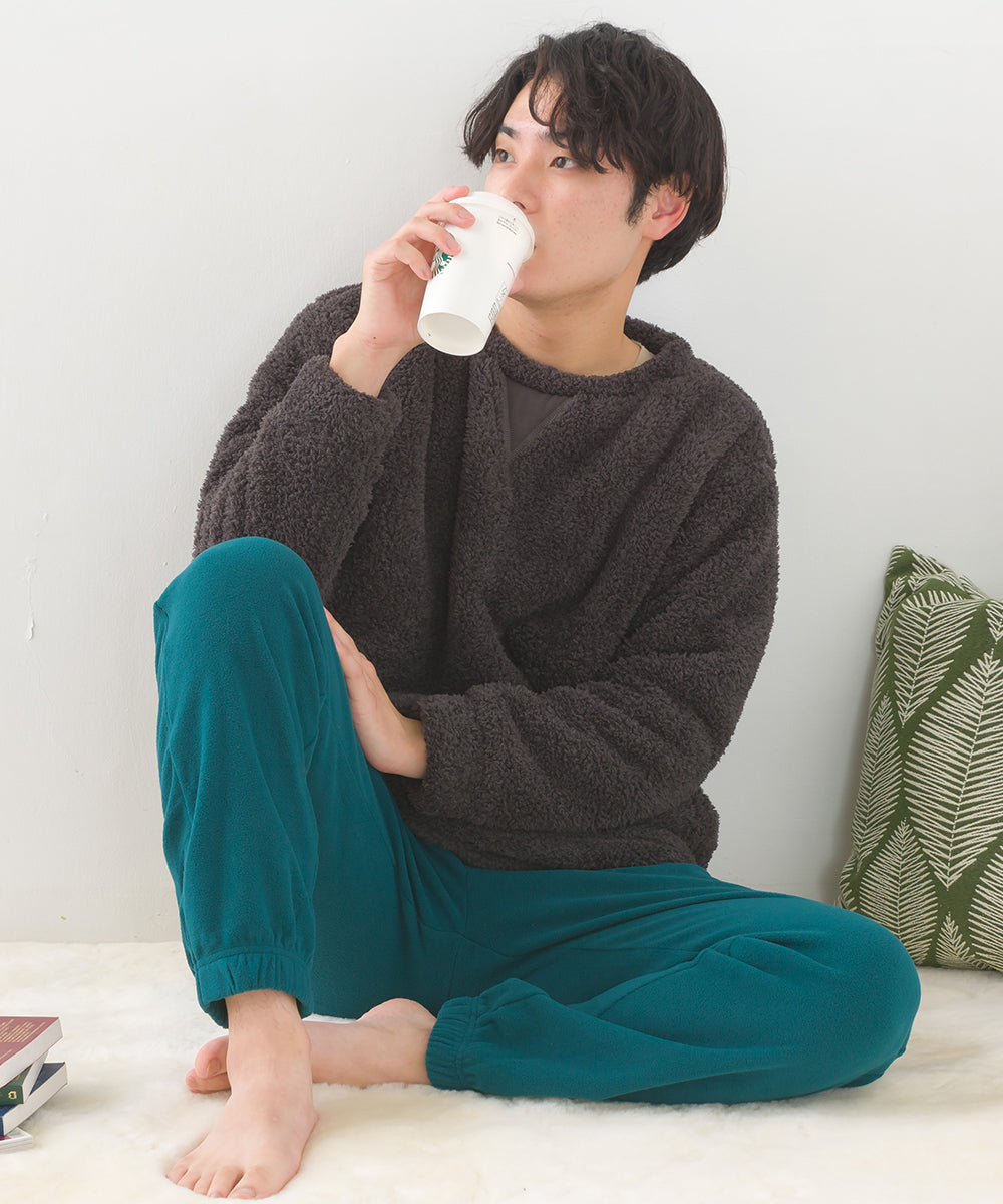 OMNES PURPLE LABEL】メンズ ふわ軽静電気防止マイクロフリースパンツ