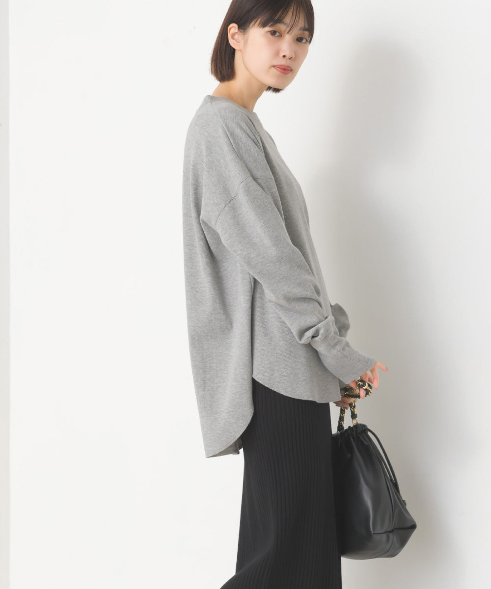 OMNES】リブ裾ラウンドプルオーバー長袖【7123-5349】
