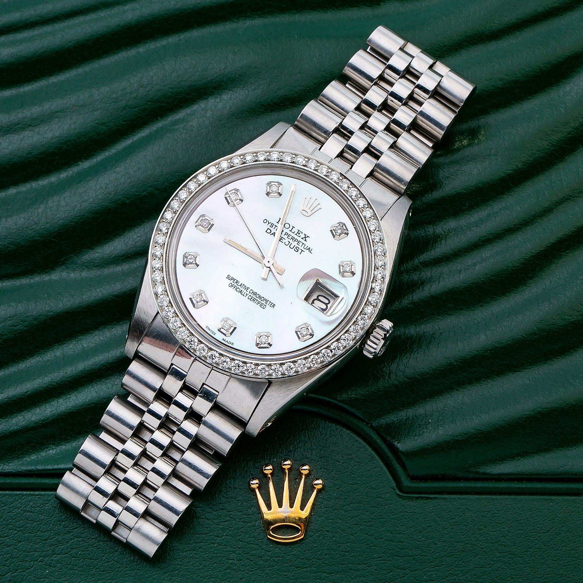 Buy Rolex Datejust 36MM 1601 Mother of Pearl Diamond Dial Diamond
