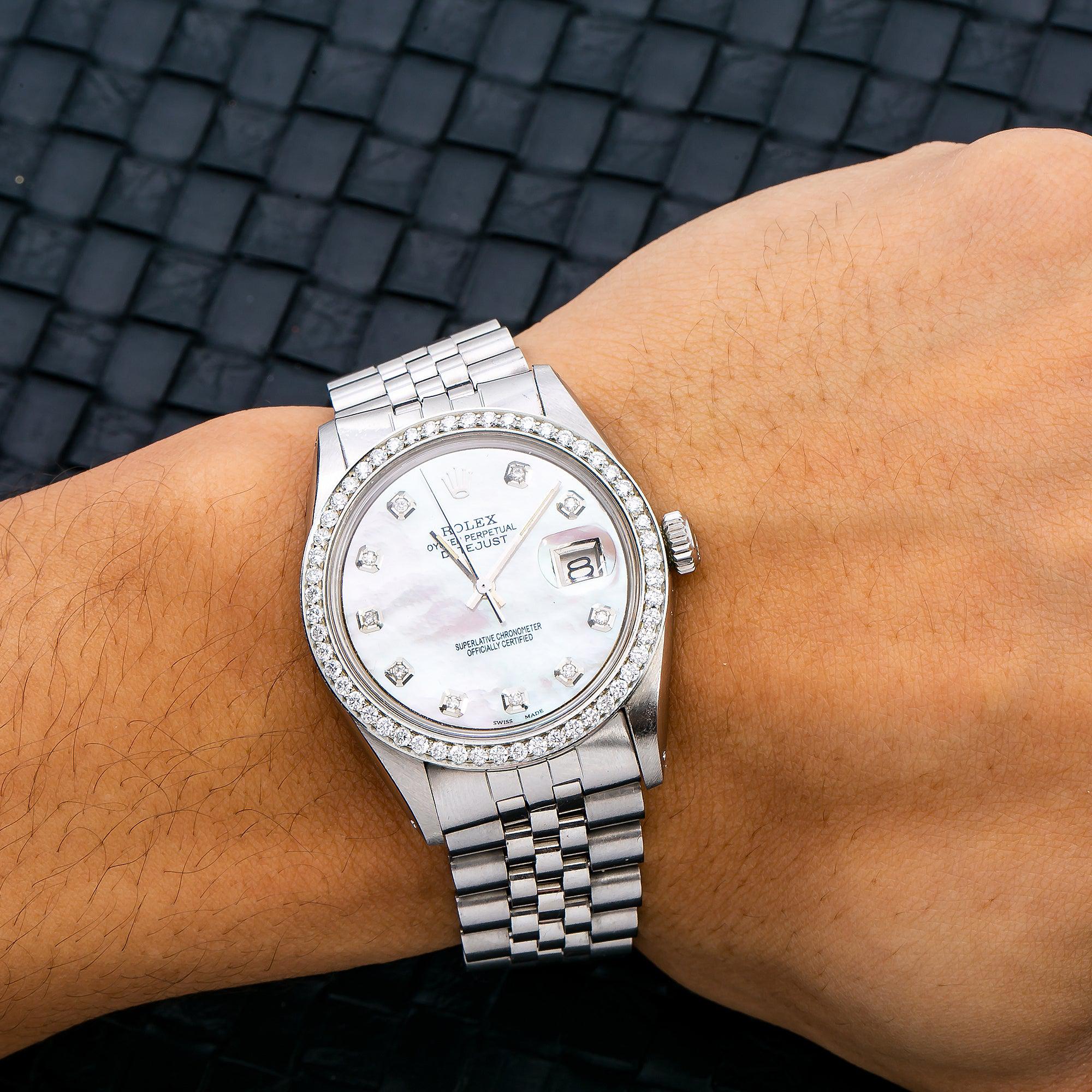 Buy Rolex Datejust 36MM 1601 Mother of Pearl Diamond Dial Diamond