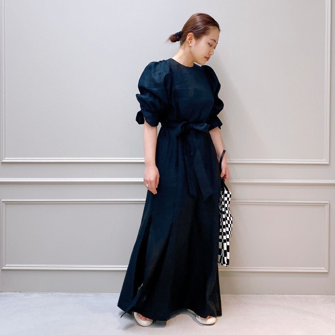 HYKE(ハイク)】 LINEN BALLOON SLEEVE MAXI DRESS｜パリゴ尾道店｜尾道