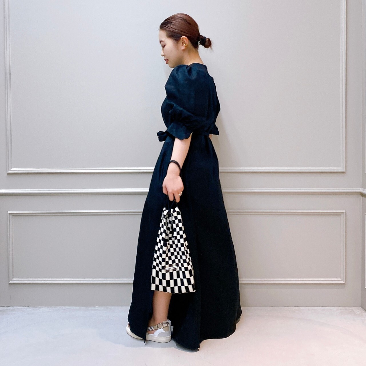 HYKE(ハイク)】 LINEN BALLOON SLEEVE MAXI DRESS｜パリゴ尾道店｜尾道