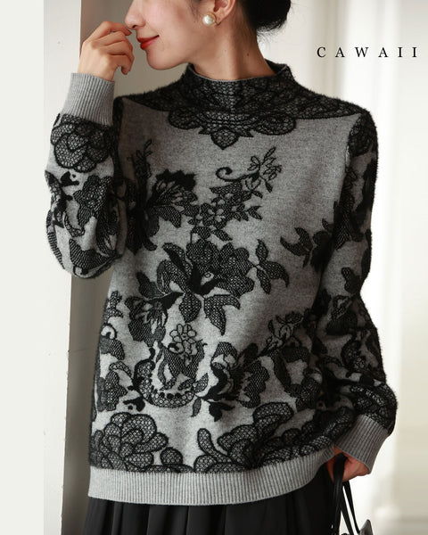 優美なレース柄ニットプルオーバートップス – ONE PEACE ONLINE