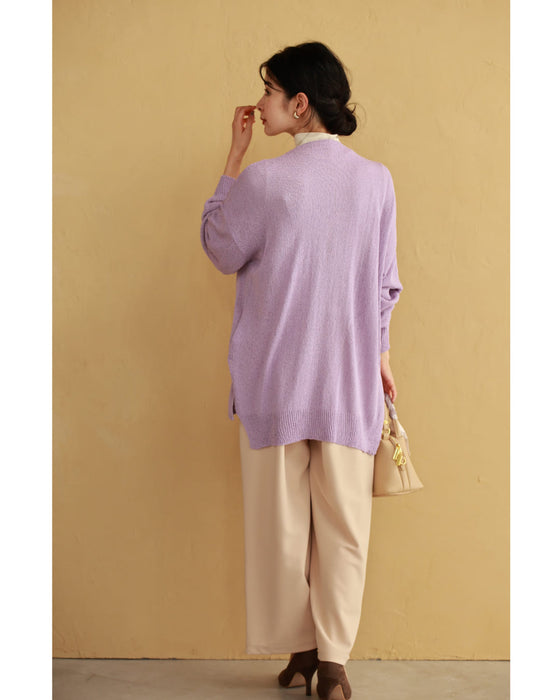 お尻まで包み込むラベンダー色カーディガン – ONE PEACE ONLINE
