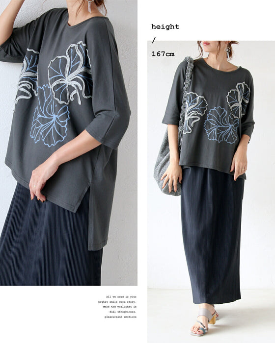 ラフに着て絵になる立体花刺繍デザイントップス – ONE PEACE ONLINE