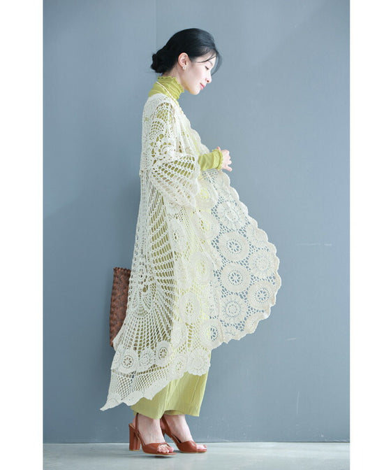 セール商品返品交換不可】花開くサークルレースのロングカーディガン