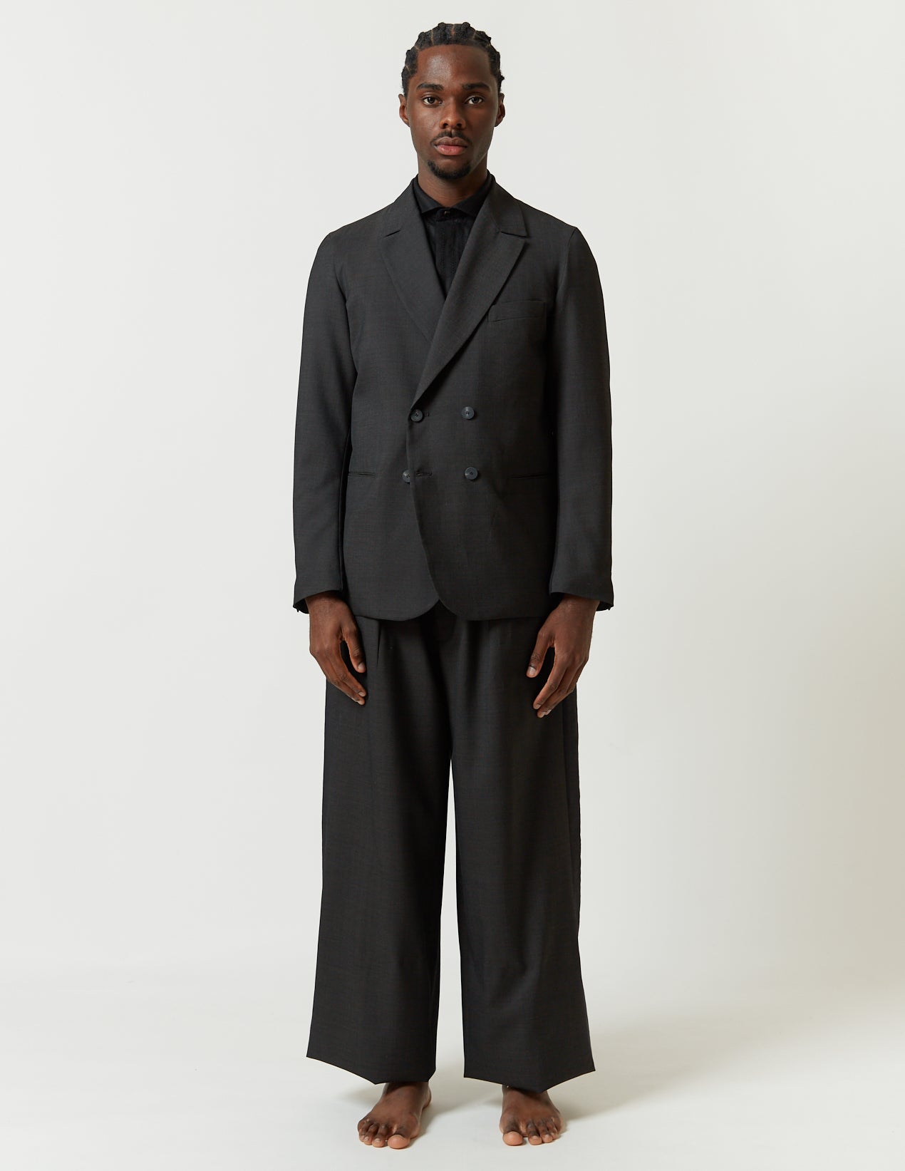 SIDE-TUCKED WIDE PANTS -charcoal x black- – m's braque