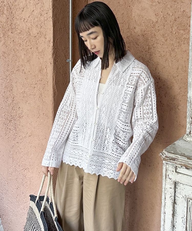 Sara mallika】COTTON BORDER LACE TOP