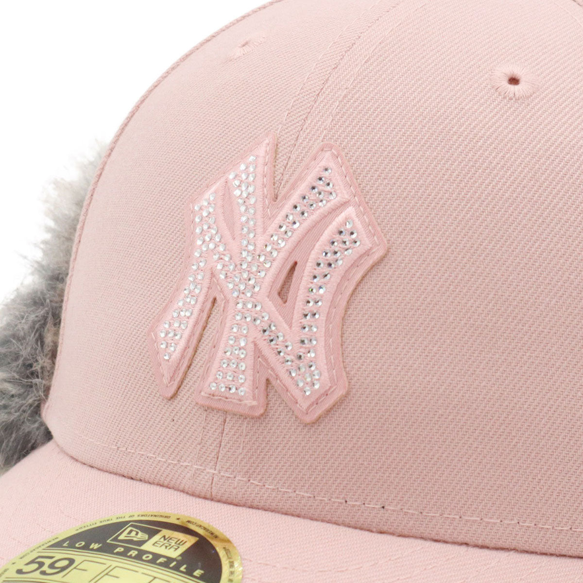 ニューエラ キャップ LP 59FIFTY / FLIP DOWN MLB RHINESTONE NYピンク