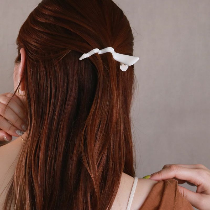 ヘアクリップ マーブル ベーシックカラー ウェーブ うねうね ドレープ