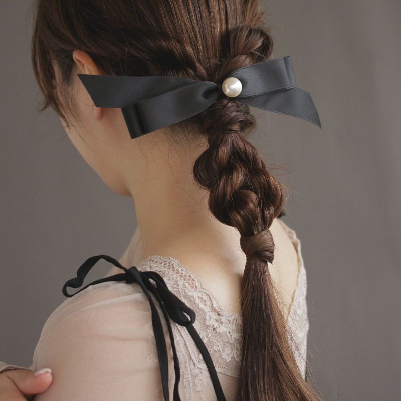 バレッタ リボン サテン パール 薄型バレッタ – OSEWAYAオンラインストア