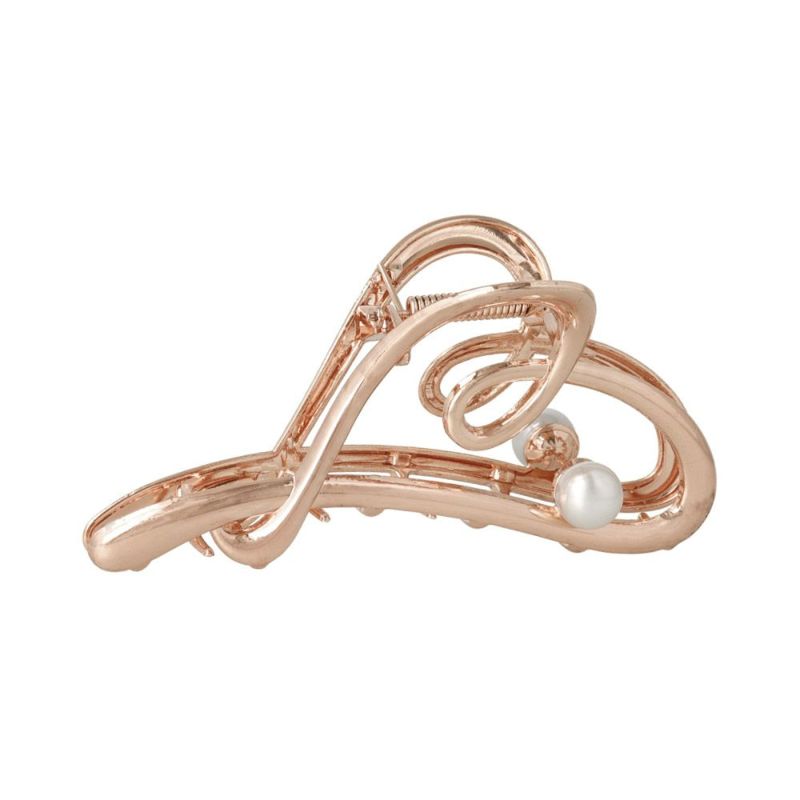 ヘアクリップ ニッケルフリー メタル パール ビッグ ハート バンス