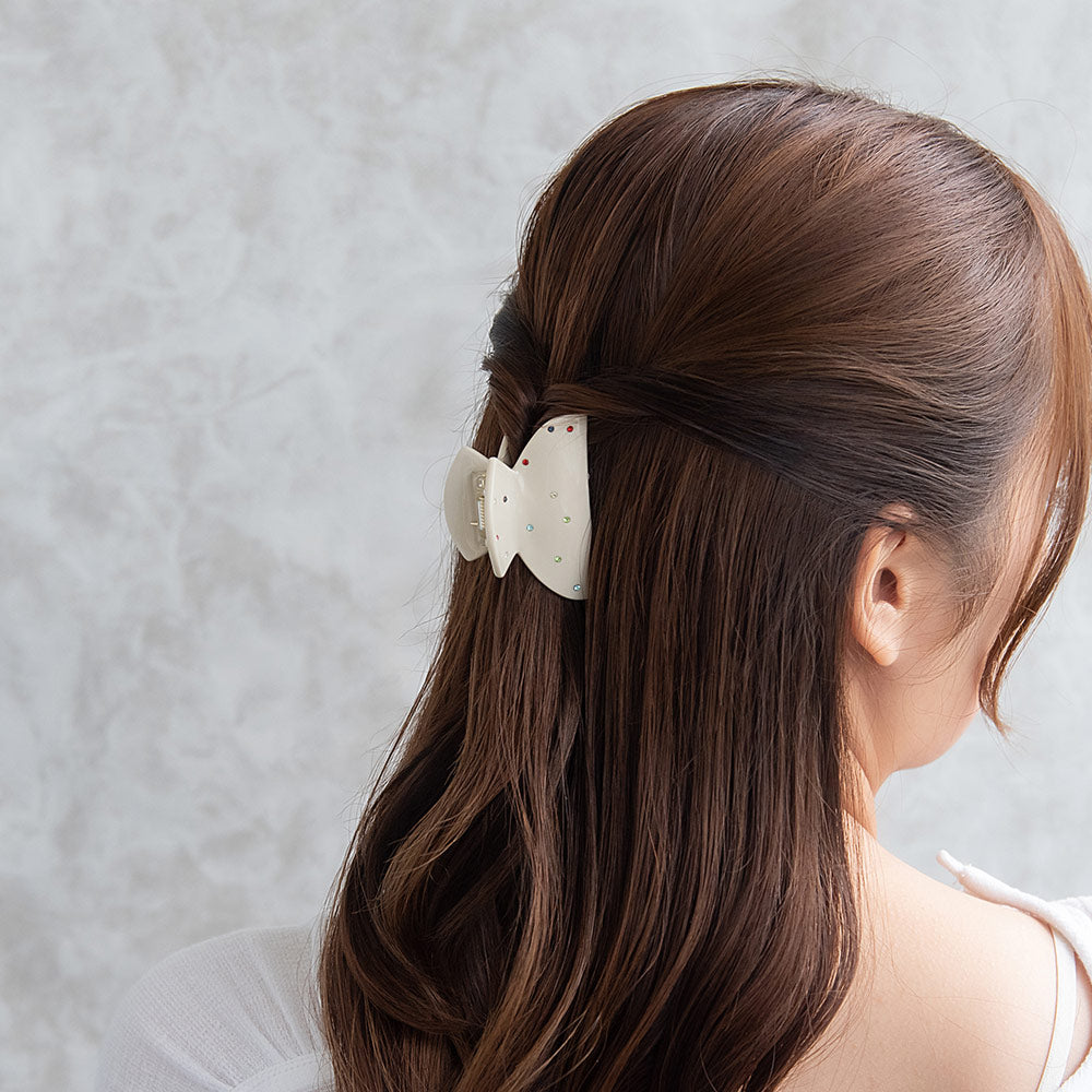 ヘアクリップ カラフル ミニ ストーン ドット ランダム バンスクリップ