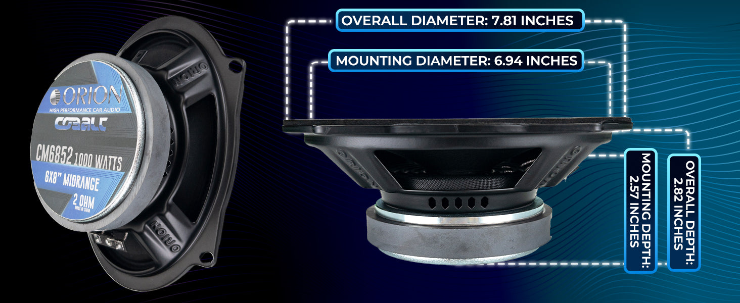 Orion CM6854 - 5x7/6x8 Inch 4 Ohm Midrange Speaker 250 Watts RMS (Pair