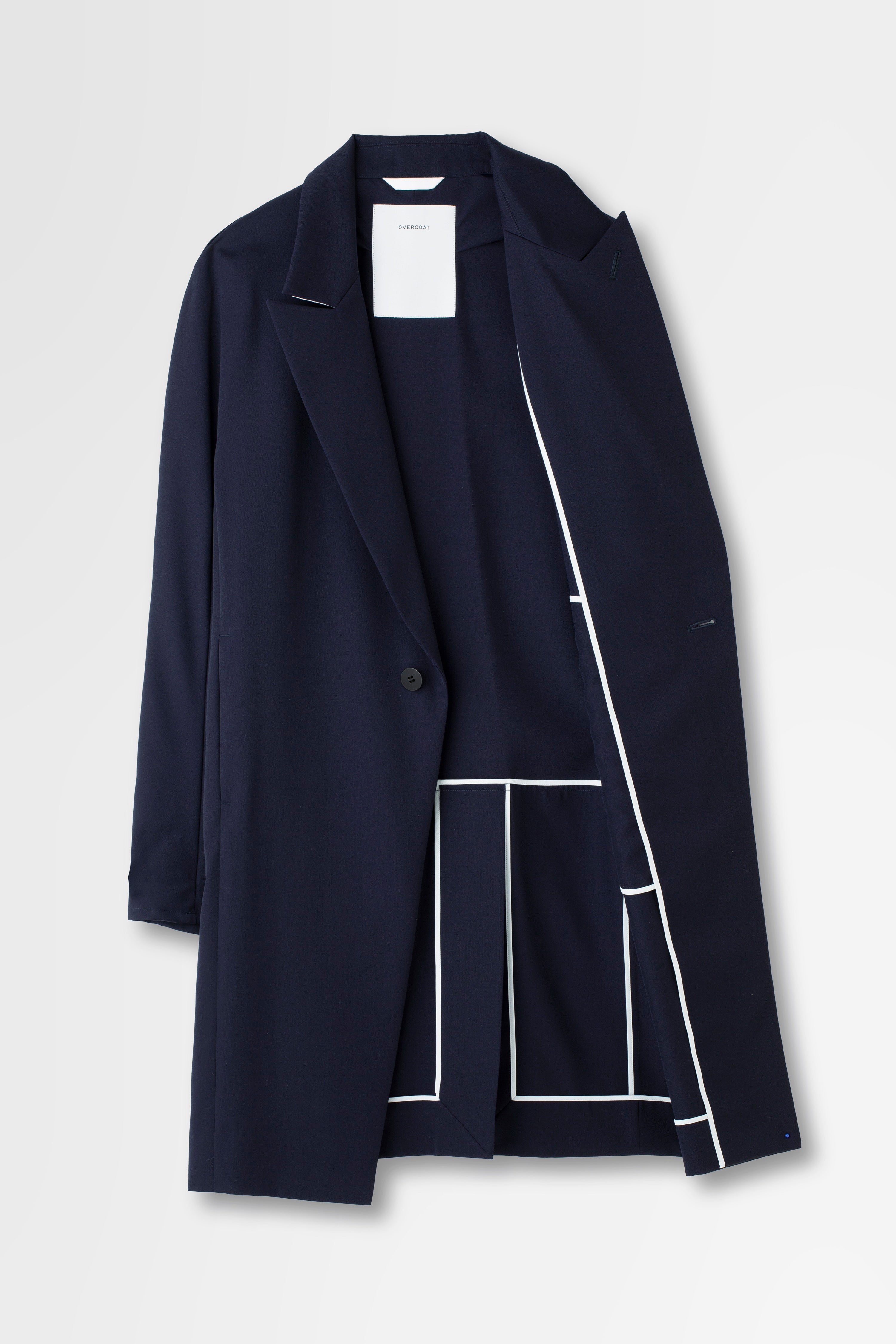 Wool Gabardine Overcoat in Navy – OVERCOAT
