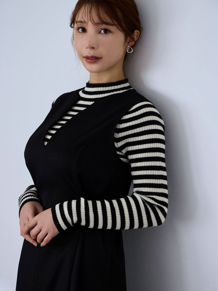 ポリニージャンパースカート：ブラック│胸が大きな女性のための