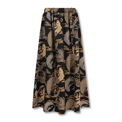 花柄 ギャザースカート ＜乱菊/濃紺＞ | 京友禅アロハシャツ【Pagong