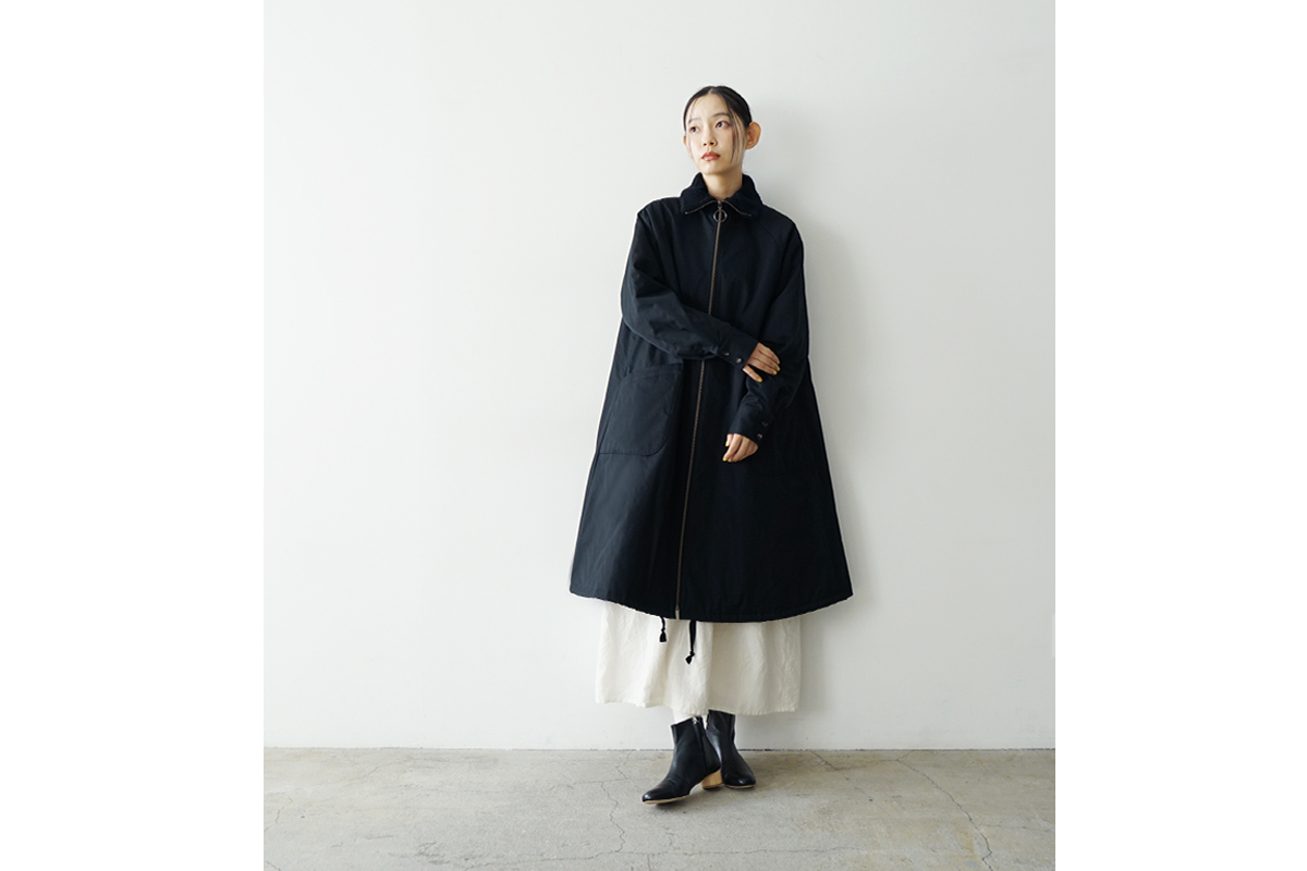 Mochi モチ finx gabardine coat[ma23-co-01/black] モッズコート