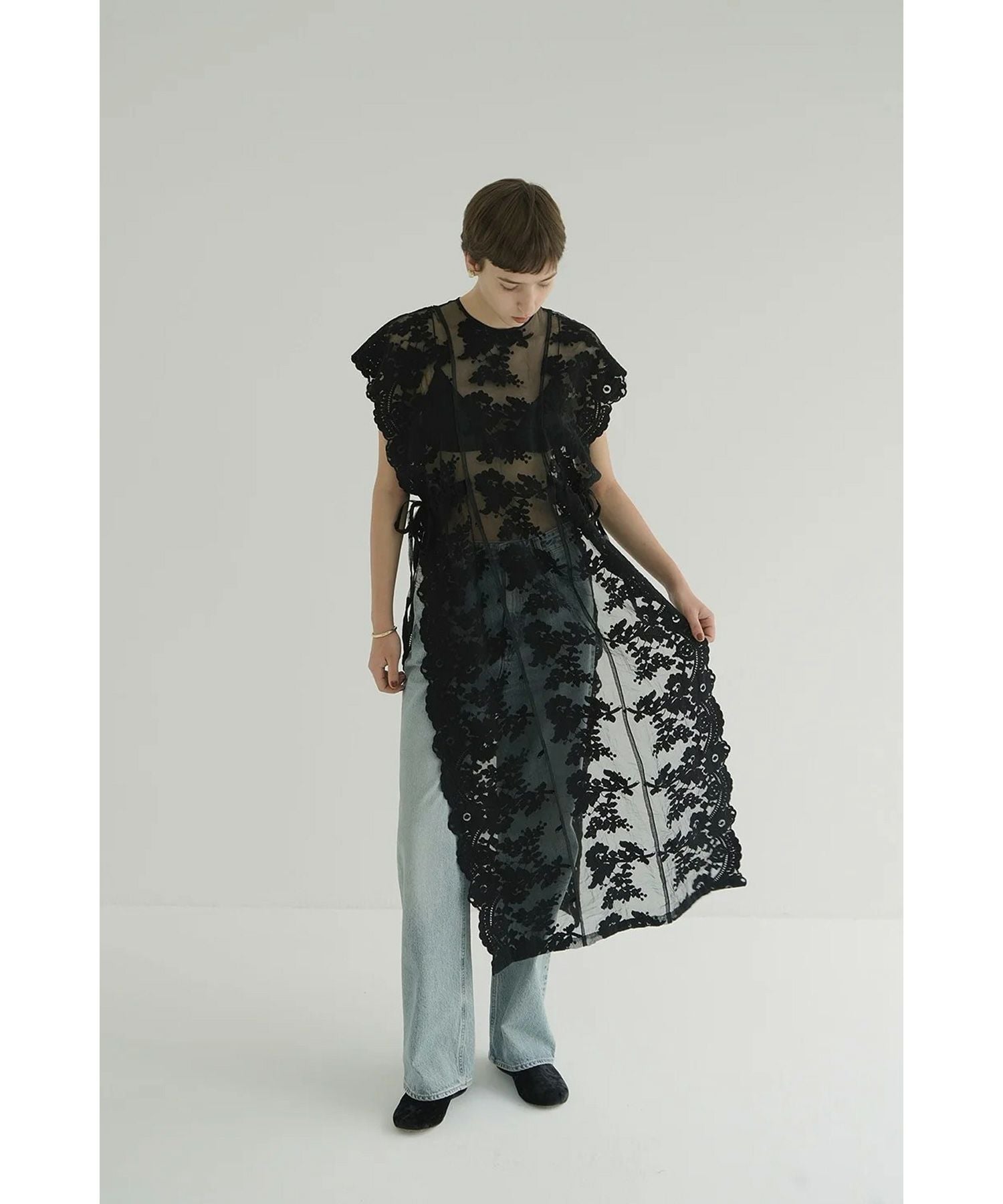 CLANE(クラネ)】 FLOWER SHEER LACE LONG TOPS｜PARIGOT ONLINE