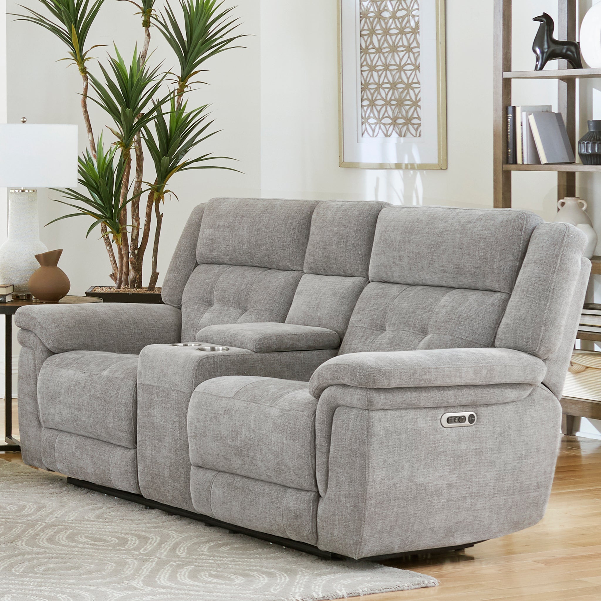 RICHLAND - BRISTOL GREY Power Console Loveseat with Power