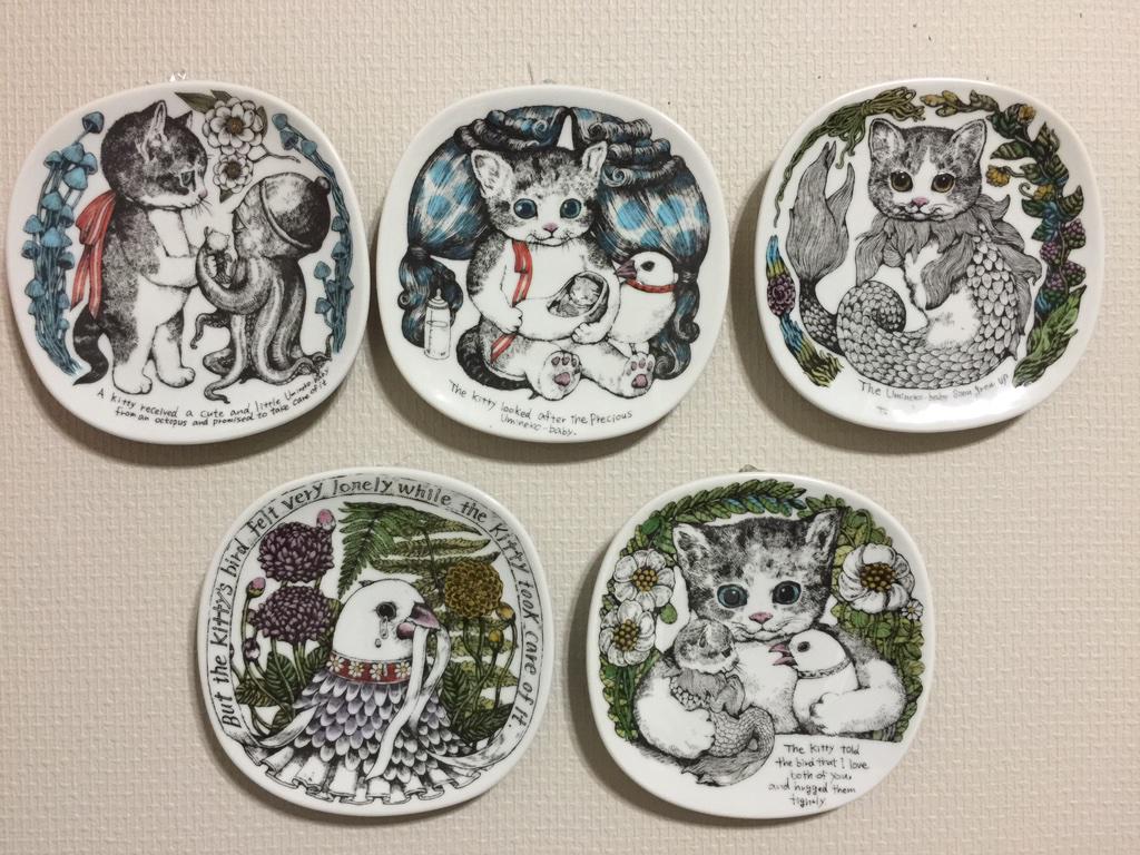 あ*め様 九谷焼 GUSTAVE 絵皿5こねことうみねこ 【ヒグチユウコ ギュス