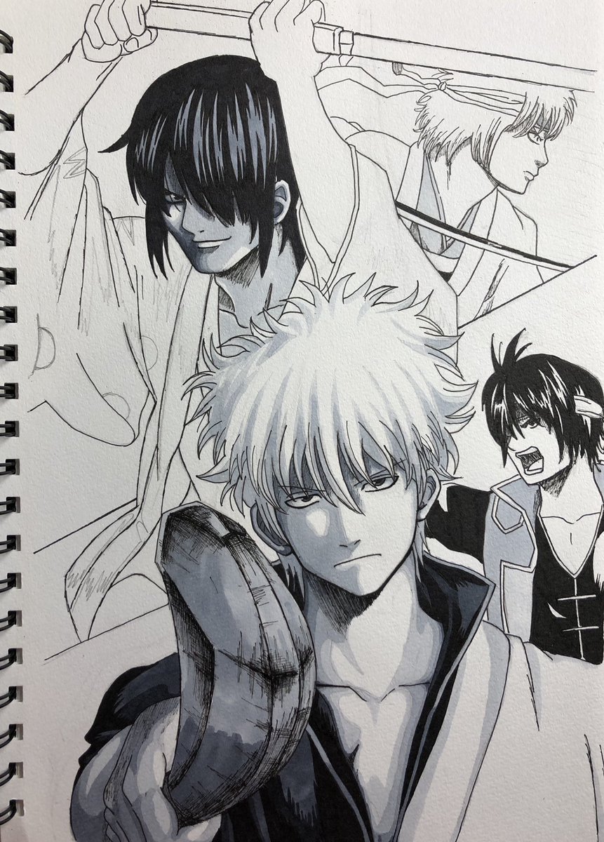 途中経過] 銀魂 坂田銀時と高杉晋助 あとは、高杉の着彩(といっても