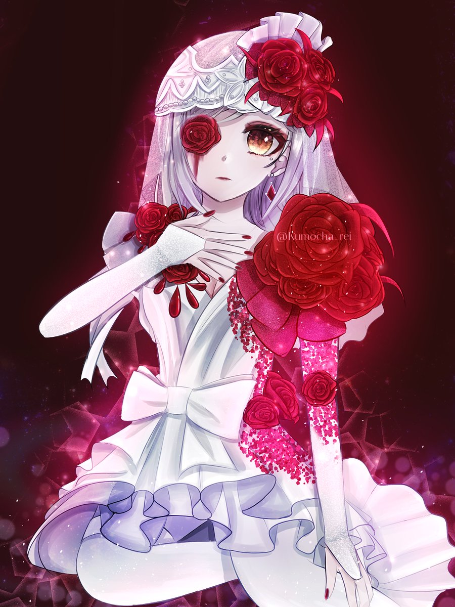 純白ドレスにかかる紅薔薇 #第五人格イラスト