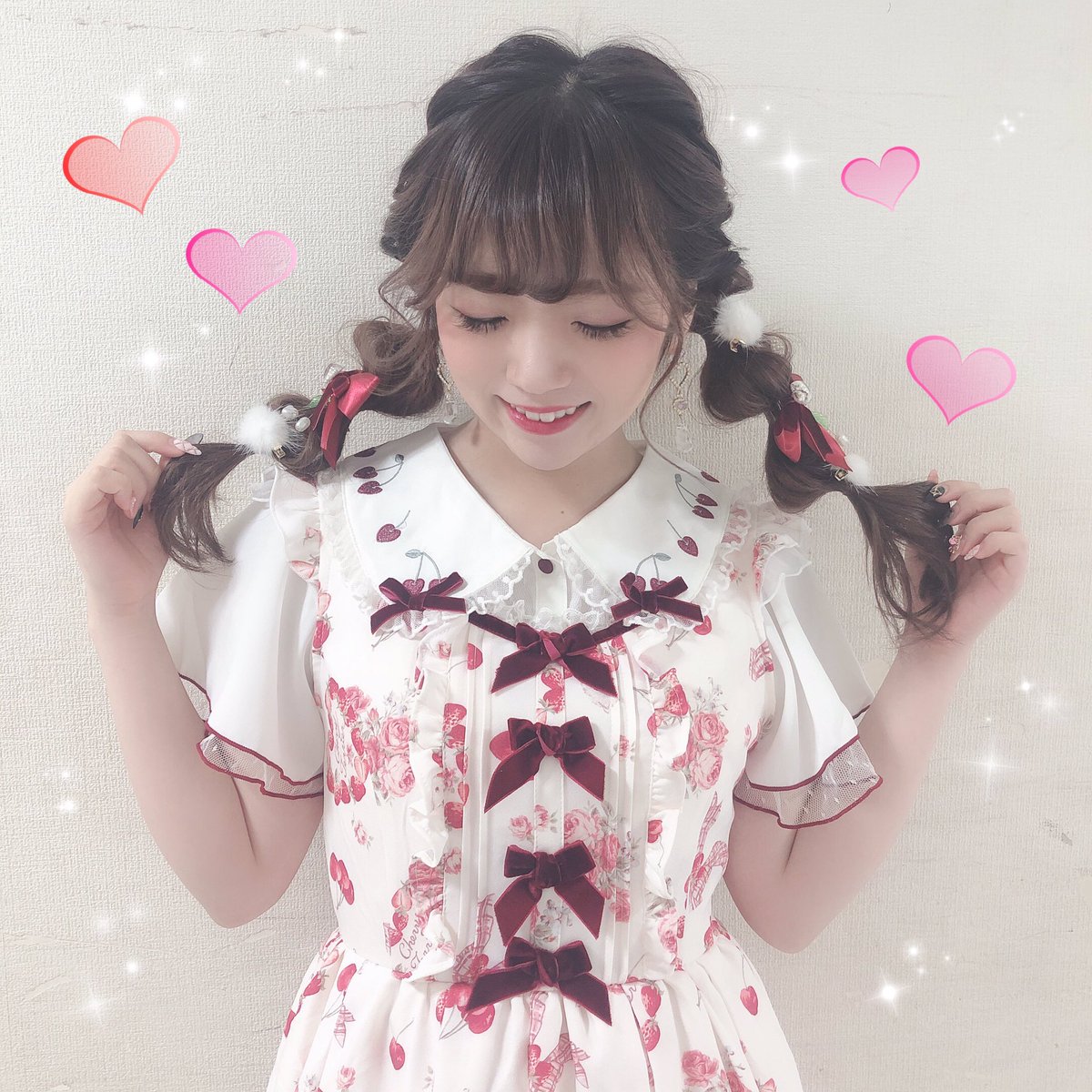 近鉄パッセ店🎀 #テリアチェリー柄ジャンスカ ホワイトテリア🐩と