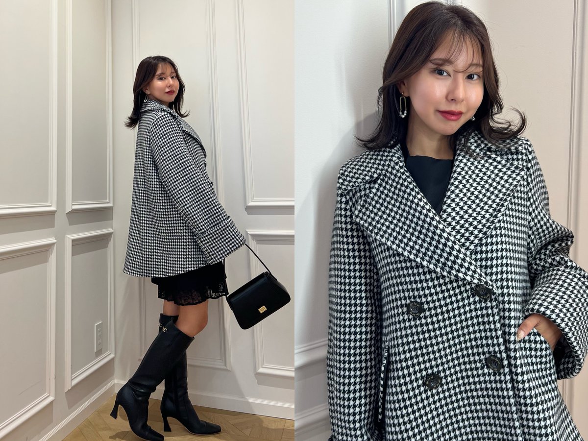 🏷Proust Wool-Blend Melton Coat - houndstooth - この季節に着たい