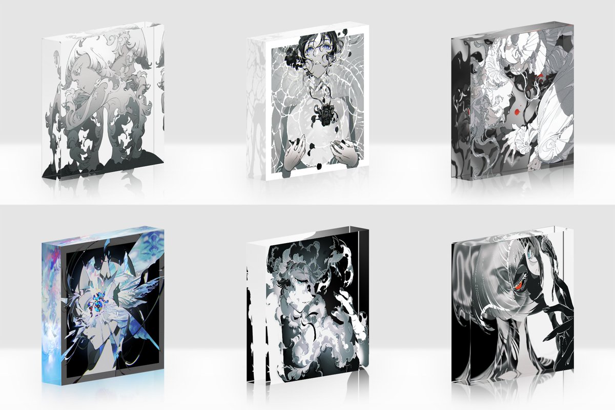 ◤グッズ紹介◢ ACRYLIC BLOCK（6種） 当展覧会の新作”SKIN”シリーズの