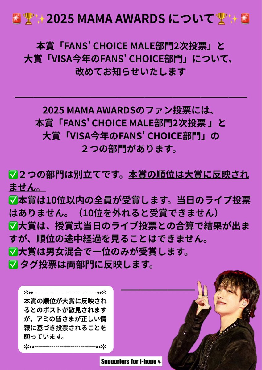 🚨🏆✨2025 MAMA AWARDS について🏆✨🚨 本賞「FANS' CHOICE MALE部門2