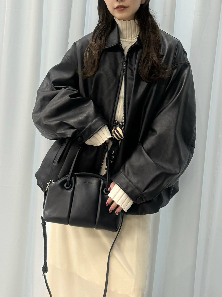 NIC♡クラネ LEATHER JACKET BALLOON FAKE