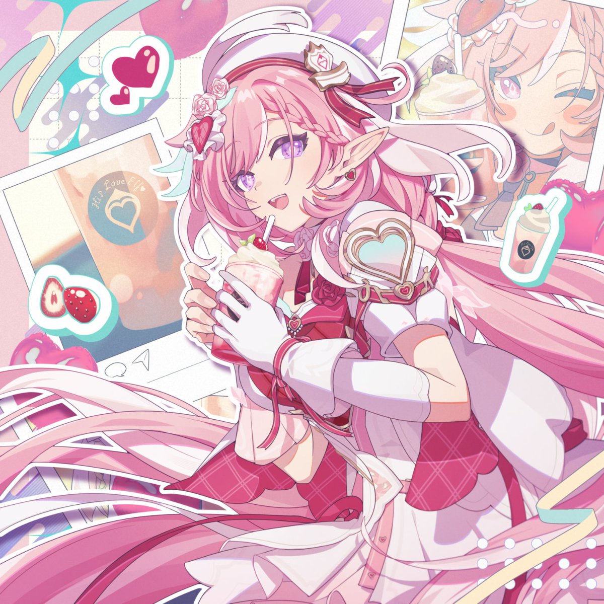 ♥ イラスト ♥ 妖精さんをイメージしたイチゴ味のドリンクよ～飲んで