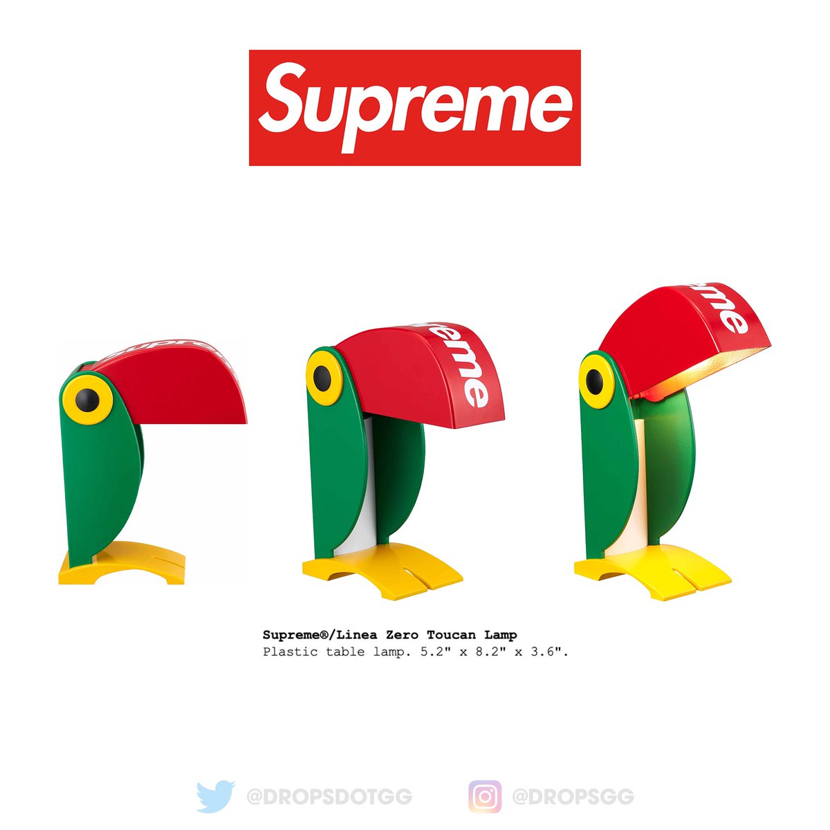 Supreme x Linea Zero Toucan Lamp is set to release this week as