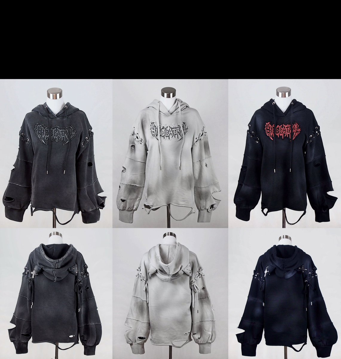 ダメージオーバーサイズ猫耳パーカー》 ピアスバチバチの猫耳フードに