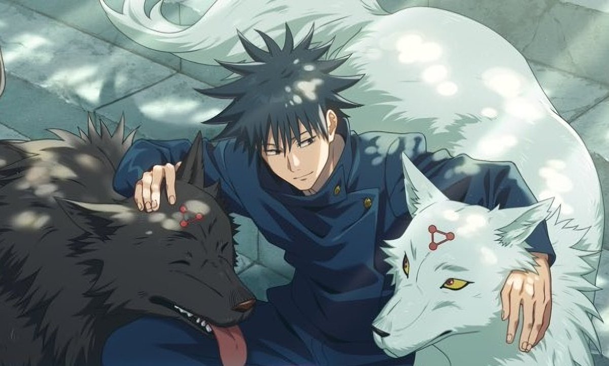 NEW MEGUMI ART WITH HIS DIVINE DOGS KURO & SHIRO #JujutsuKaisen